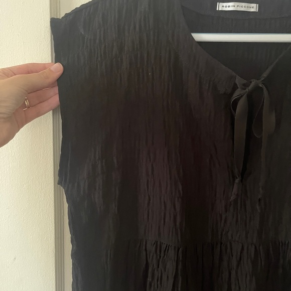 Robin Piccone FIONA FLOUNCY DRESS Black Textured size medium - Picture 4 of 11